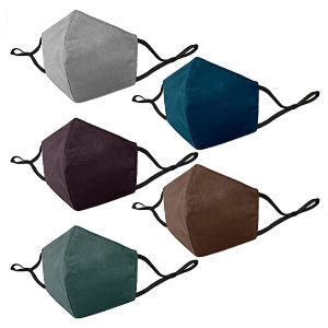 Mascarillas de tela reutilizables de colores, pack de 5 mascarillas de colores oscuros lavables