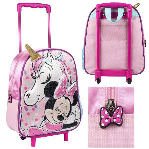 Mochila Minnie con ruedas, mochila unicornio rosa con ruedas