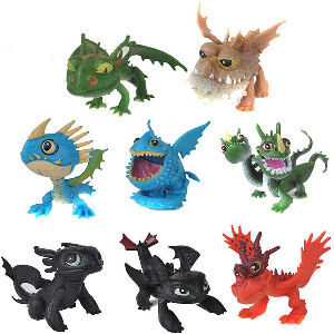 Muñecos de como entrenar a tu dragón, pack de 8 figuras de las peliculas de como entrenar a tu dragón